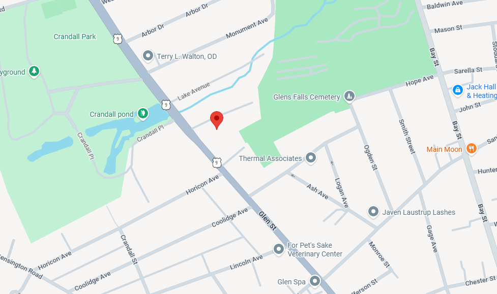 Map of RSVP office located at 543 Glen St, Glens Falls Ny 12801